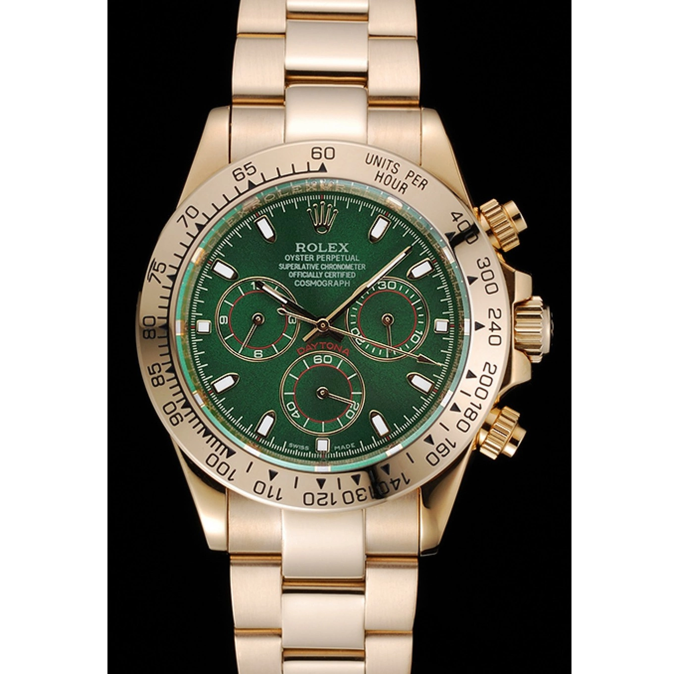 Rolex aaa copy And Bracelet Dial Rolex 1454244 Case Cosmograph Daytona Gold Green 0817
